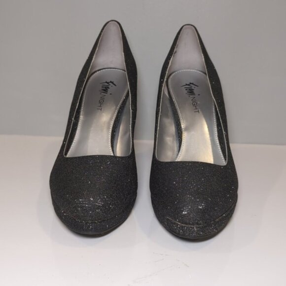 Fioni Night Formal Glitter High Heels Dark Gray Silver Metallic Shoes Size 8.5 - Picture 2 of 14